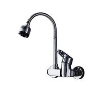 HXFFXHF Robinets de Cuisine à Montage Mural, cuivre pour lavabo à lavabo de Cuisine, Rotatif Chaud et Froid, Chrome Commercial