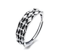 HXFFXHF S925 Silver Silver Geometric Rhombus Ringue Hanne Hanne à Anneau ajusté à la Mode à la Mode, Argent en Argent, Argent