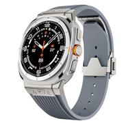 HXFFXHF Sangle de silicone à extrémité courbe en métal de luxe pour Samsung Galaxy Watch 7 Ultra 47mm Sport Band pour Galaxy 7 Ultra 47mm No Gaps Bracelet