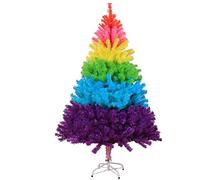 HXFFXHF Sapin de Noël artificiel arc-en-ciel de 0,6 m, 70 branches de pin en PVC, support en plastique, décoration saisonnière pour enfants, cadeaux de Noël - Arc-en-ciel - 60 cm