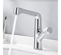HXFFXHF Sortez le mélangeur de salle de bain robinet en laiton télescopique chaude et froide lavabo de salle de bain rotation des robinets-noir (blanc)