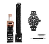 HXFFXHF Véritable Rivets en cuir bande de montre pour IWC Big Pilot Spitfire CowHide Pliant Boucle de boucle