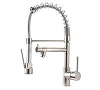 HXFFXHF Zedaro All Copper Kitchen Faucet Spring Belt Sort Sort Head Spray Head Cold and Hot Water Kitchen Charice Faucet Double Outlet Single Pandle peut faire tourner un couplet unique, électroplate