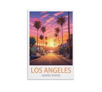 HXHNFERR Affiches murales sur toile vintage Los Angeles pour décoration de chambre à coucher (20 x 30 cm)