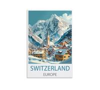 HXHNFERR Affiches murales sur toile vintage Suisse, Europe (50 x 75 cm) - Impressions d'art et peintures pour décoration de chambre à coucher