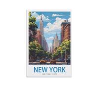 HXHNFERR Affiches murales vintage sur toile de l'État de New York New York et impressions d'art pour décoration de chambre à coucher (50 x 75 cm)