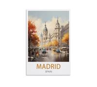 HXHNFERR Affiches murales vintage sur toile de Madrid Espagne, impressions sur toile, peintures pour décoration de chambre à coucher (20 x 30 cm)