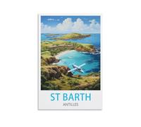 HXHNFERR Affiches murales vintage sur toile de St Barth Antilles (40 x 60 cm) - Impressions d'art et peintures pour décoration de chambre à coucher