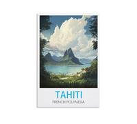 HXHNFERR Affiches murales vintage sur toile de Tahiti Polynésie française (50 x 75 cm)