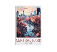 HXHNFERR Central Park New York Poster vintage de voyage sur toile 30 x 45 cm