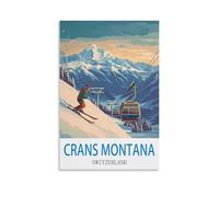 HXHNFERR Crans Montana Switzerland Poster vintage de voyage sur toile 50 x 75 cm
