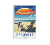 HXHNFERR Deauville France - Affiches de voyage vintage sur toile - Affiches murales et photos d'art - Décoration pour chambre à coucher - 20 x 30 cm