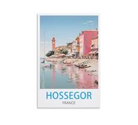 HXHNFERR Hossegor Affiches murales vintage sur toile pour décoration de chambre à coucher Motif France 20 x 30 cm