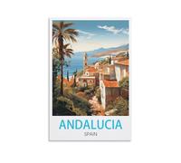 HXHNFERR Poster de voyage vintage Andalousie Espagne, 20 x 30 cm, affiches murales et images d'art imprimées pour décoration de chambre à coucher