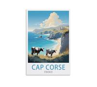 HXHNFERR Poster de voyage vintage Cap Corse France - 40 x 60 cm - Affiches murales et images d'art - Peintures pour décoration de chambre à coucher