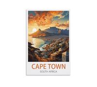 HXHNFERR Poster de voyage vintage Cape Town Afrique du Sud (30 x 45 cm) sur toile murale et images d'art pour décoration de chambre à coucher