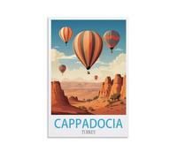 HXHNFERR Poster de voyage vintage Cappadoce Turquie - 30 x 45 cm - Impression sur toile - Décoration pour chambre à coucher