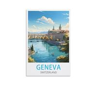 HXHNFERR Poster de voyage vintage Genève, Suisse, 20 x 30 cm, affiches murales et images d'art imprimées pour décoration de chambre à coucher
