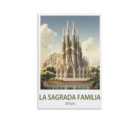 HXHNFERR Poster de voyage vintage Sagrada Família Espagne 40 x 60 cm sur toile pour décoration de chambre à coucher