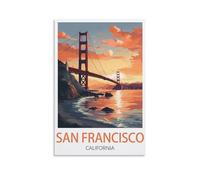 HXHNFERR Poster de voyage vintage San Francisco Californie, 20 x 30 cm, affiches murales et images d'art imprimées pour décoration de chambre à coucher