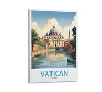 HXHNFERR Poster de voyage vintage Vatican Rome 30 x 45 cm sur toile pour décoration de chambre à coucher
