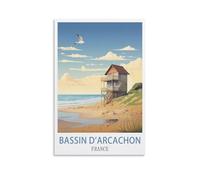 HXHNFERR Poster vintage Bassin D'arcachon France de voyage sur toile 50 x 75 cm