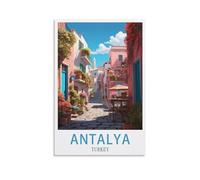 HXHNFERR Poster vintage de voyage Antalya Turquie - 20 x 30 cm - Affiches murales et images d'art - Impressions sur toile - Décoration pour chambre à coucher