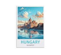 HXHNFERR Poster vintage de voyage Hongrie Budapest 40 x 60 cm sur toile murale et images d'art imprimées pour décoration de chambre à coucher