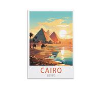 HXHNFERR Posters de voyage vintage du Caire en Égypte (30 x 45 cm) sur toile pour décoration de chambre à coucher