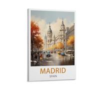 HXHNFERR Posters de voyage vintage sur toile de Madrid Espagne, 30 x 45 cm, affiches murales et images d'art imprimées pour décoration de chambre à coucher