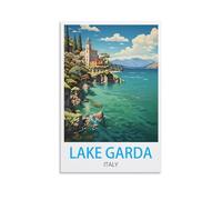 HXHNFERR Posters de voyage vintage sur toile du lac de Garde en Italie, 30 x 45 cm, affiches murales et images d'art imprimées pour décoration de chambre à coucher