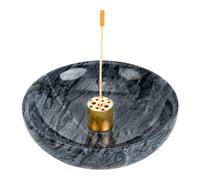 Hxhsgmeh 1 Pièce Porte-Encens en Marbre Naturel avec 9 Trous D'Encens en Marbre Noir-Gris de 4,6 Pouces pour Bâtons D'Encens, Cônes de Refoulement de Bobine, Robuste Fait à la Main