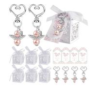 Hxhsgmeh 24 Pièces Cadeaux Décoratifs en Plastique pour Fête Prénatale, Y Compris des Porte-Clés Mignons, des Boîtes à Dragées et des Cartes de Remerciement pour Cadeaux de Baptême, de Mariée