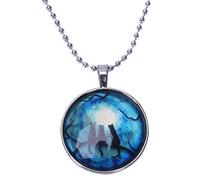 Hxhsgmeh Bijoux d'Halloween Noctilucent Chat Time Gem Pendentif Collier