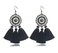 Hxhsgmeh Boucles d'oreilles bohème en alliage européen et américain fait main en forme d'éventail long gland boucles d'oreilles creuses bijoux rouges, Alliage