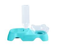 Hxhsgmeh Double Gamelles pour Chien, Ensemble de Gamelles d'eau et de Nourriture pour Animaux de Compagnie avec Bouteille D'Abreuvoir Automatique (Bleu)