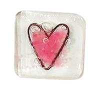 Hxhsgmeh Jeton de Poche en Verre avec Carte Cœur, Cadeau Souvenir - Cartes de Poche Souvenir en Verre Fondu, Jeton de Poche en Forme de Cœur Rose 4 X 4 cm