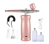 Hxhsgmeh Kit Aérographe Portable Rechargeable, Compresseur D'Aérographe, Ensemble Portable pour Nail Art, Barbier, Maquillage, Gâteau, Facile à Utiliser, Rose