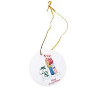 Hxhsgmeh Lot de 2 pendentifs de Noël en céramique avec motif imprimé pour réunion de famille