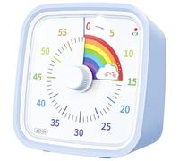 Hxhsgmeh Minuterie Visuelle de 60 Minutes avec Étui de Protection, Minuterie à Disque Arc-en-Ciel, Outil de Gestion du Temps de Compte à Rebours Silencieux Bleu Clair