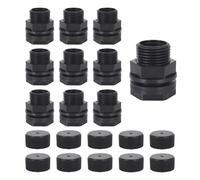 Hxhsgmeh Paquet de 10 Raccords de Cloison pour Tuyau D'Arrosage avec Bouchon, Double Raccord de Réservoir à Cloison 1/2 Pouce NPT X 3/4 Pouce Mâle GHT