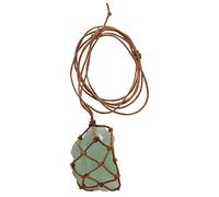 Hxhsgmeh Pierre de cristal de quartz naturel bleu-vert traitement pierre fluorite ornement fluorite pendentif en fluorite avec corde tressée à la main