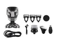 Hxhsgmeh Rasoir électrique chauve 5 en 1 4D pour homme, 7 lames flottantes, barbe, nez, oreille, tondeuse à cheveux, brosse de nettoyage pour homme