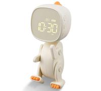 Hxhsgmeh Réveil numérique pour enfants, trois alarmes, réveil dinosaure avec forme variable, snooze, minuteur veilleuse beige