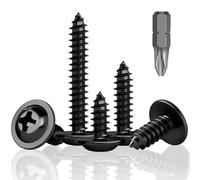 HXJDAM Lot de 200 vis autotaraudeuses noires M4,2 x 13 mm, vis à tête plate, vis autotaraudeuses à tête bombée pour plastique, tôle, plaque de cuisson et bois, aluminium