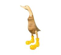 HXLTHINGS Statue d'extérieur Figurine de Canard fabriquée en Bois avec des Bottes Caoutchouc tachetées, Statues Debout Amusantes, résine décorative Décoration sculpturale(Yellow,9.8Inch)