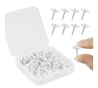 HXMJIED 50 pièces de punaises transparentes à tête plate, punaises en plastique transparentes, punaises à dessin pour affiche avec boîte de rangement, punaises pour accrochage mural, tableau en liège