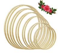 HXMJIED Lot de 12 cerceaux floraux en bois - 6 tailles - Couronnes en bambou pour attrape-rêves, décoration de plantes de mariage, guirlande d'oasis, décorations murales (15,2/17,2/20,2/22,9/25,4/25,4