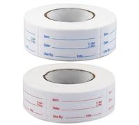 HXMJIED Lot de 2 rouleaux d'étiquettes autocollantes pour congélateur, 5 x 2,5 cm, 1000 étiquettes rouges et bleues, autocollantes, amovibles, pour le stockage des aliments et le marquage de la date