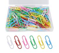 HXMJIED Lot de 200 trombones colorés de 28 mm pour fournitures de bureau, trombones en métal avec boîte en plastique, couleurs assorties